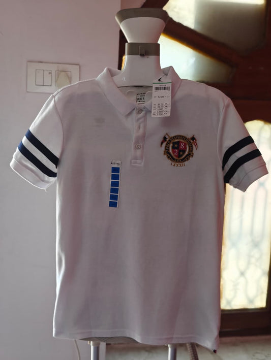Classic White Polo T-Shirt with Embroidered Crest