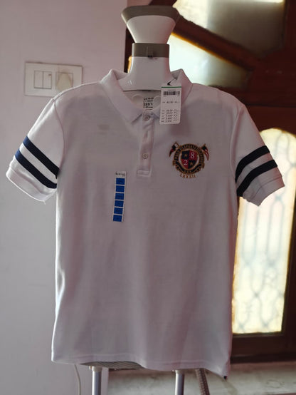 Classic White Polo T-Shirt with Embroidered Crest