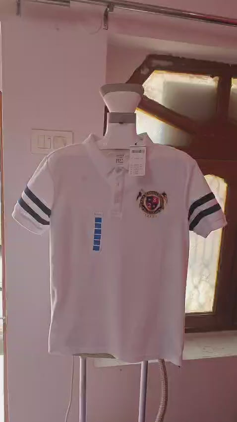 Classic White Polo T-Shirt with Embroidered Crest