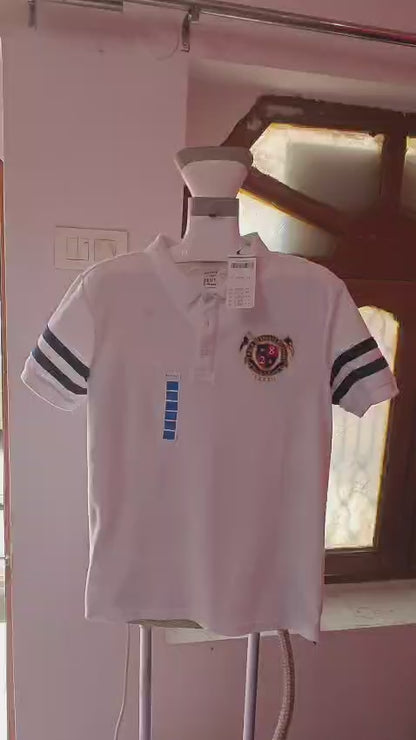 Classic White Polo T-Shirt with Embroidered Crest