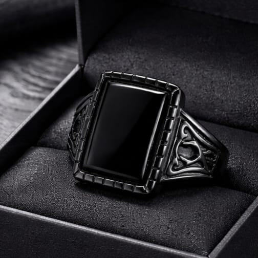 black stone ring for men