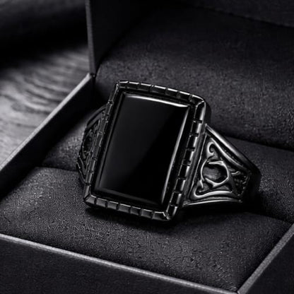 black stone ring for men