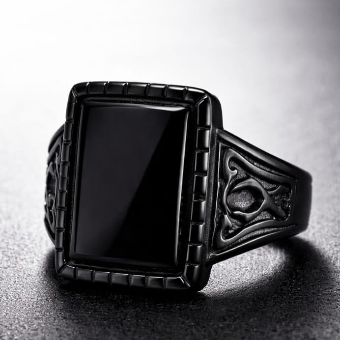 black stone ring for men