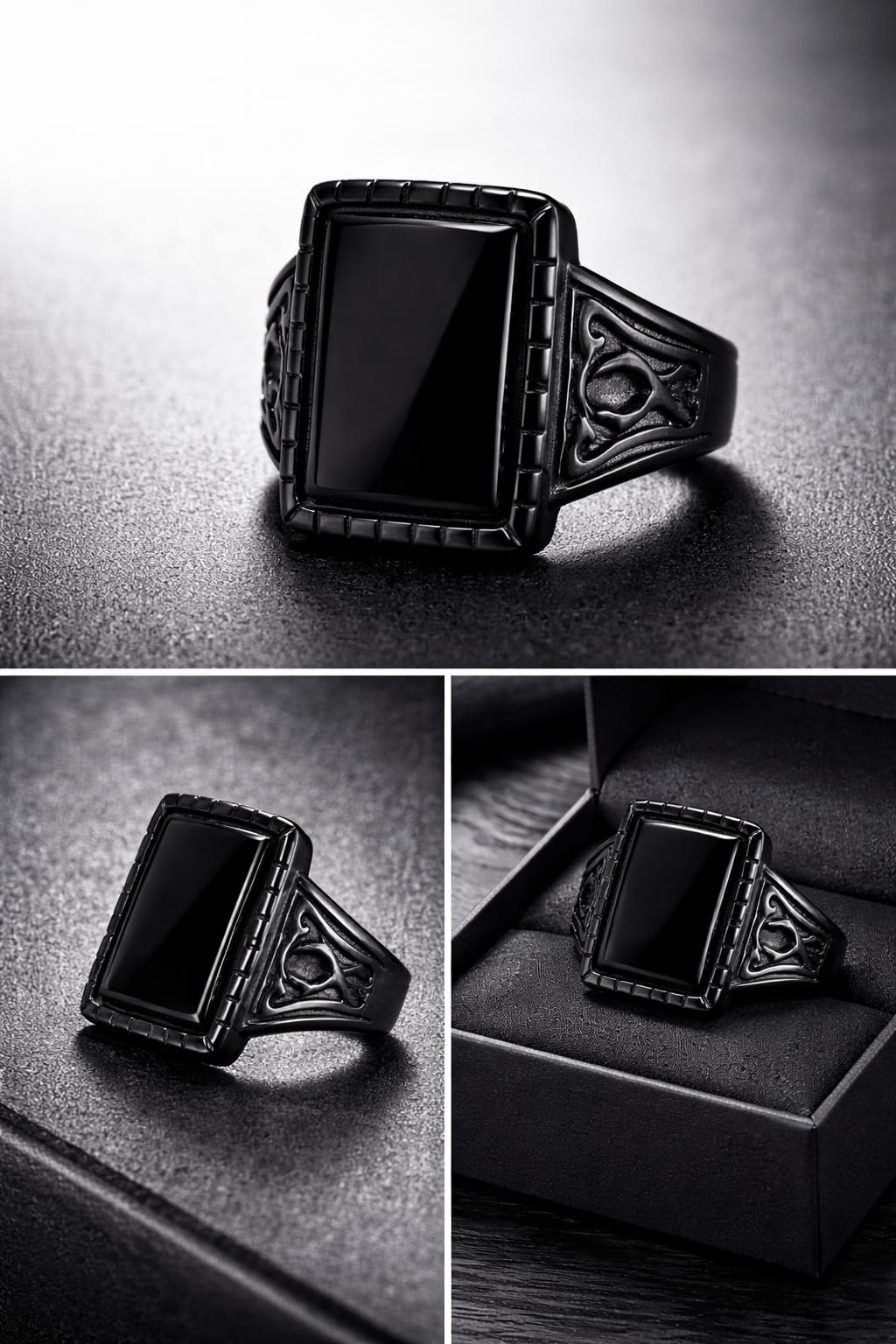 black stone ring for men