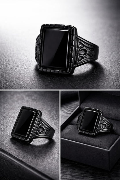 black stone ring for men