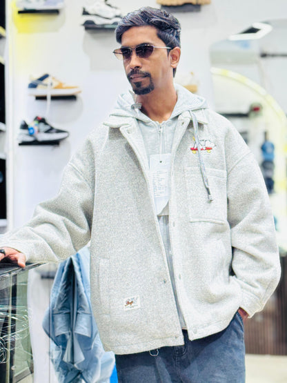 men hoodies drop shoulder white & gary